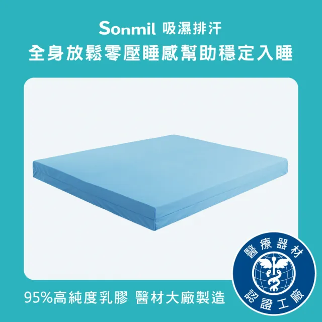 【sonmil】3M吸濕排汗95%高純度乳膠床墊5尺10cm雙人床墊 零壓新感受(頂級先進醫材大廠)