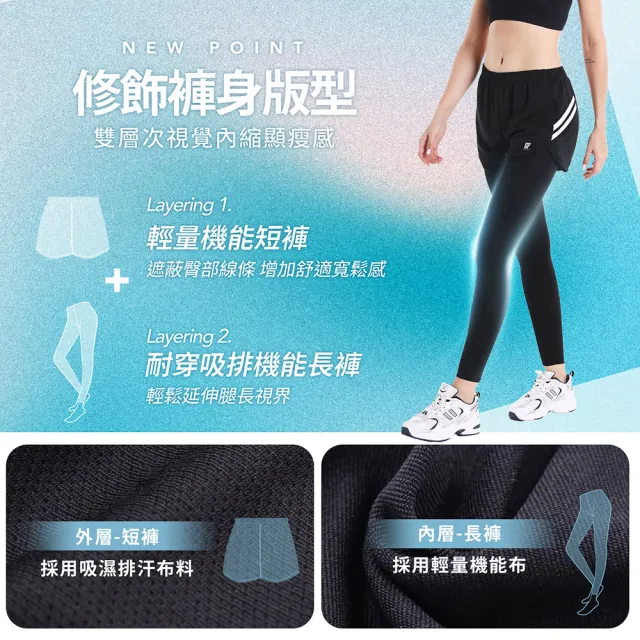 【GIAT吉亞特】假兩件吸濕排汗運動休閒長褲(台灣製MIT/舒適彈力/有口袋 路跑 瑜珈 健身 登山 居家休閒)