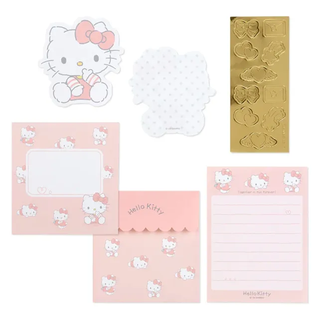 【SANRIO 三麗鷗】蓬鬆毛絨系列 迷你信封信紙組 Hello Kitty