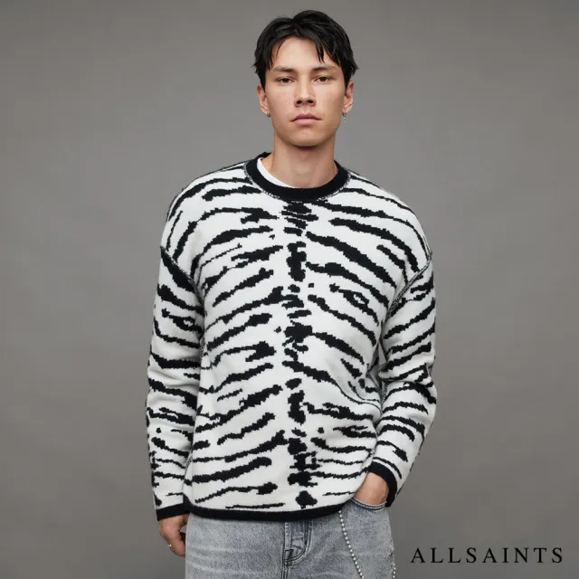 【ALLSAINTS】SKELLICAT 雙面羊毛塗鴉針織上衣(寬鬆版型)