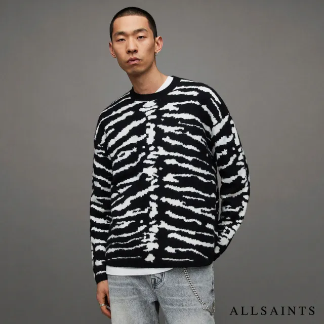 【ALLSAINTS】SKELLICAT 雙面羊毛塗鴉針織上衣(寬鬆版型)