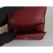【Balenciaga 巴黎世家】BALENCIAGA 巴黎世家TOUCH古銅字母LOGO格紋縫線羊皮3卡扣式短夾(深紅)