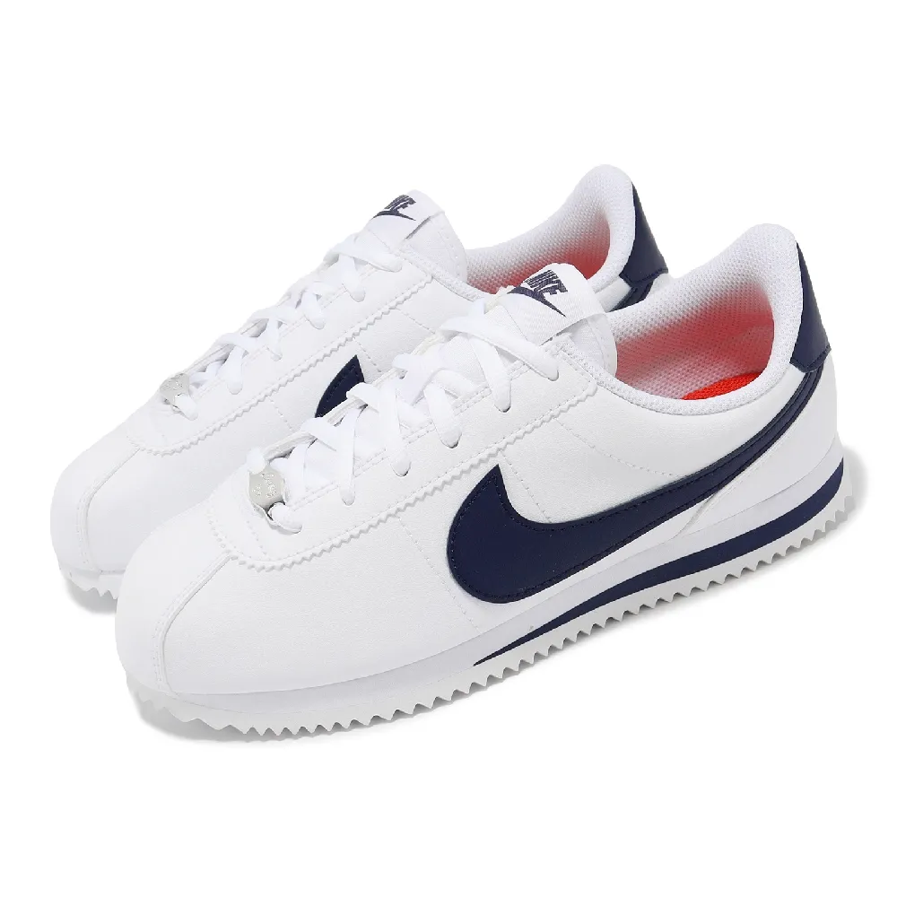 NIKE 耐吉】休閒鞋Cortez Basic SL GS 大童女鞋藍白皮革緩震阿甘鞋經典 