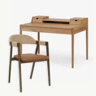 【LITOOC】LEONIE北歐實木寬版書桌椅組合優惠(書桌/辦公桌/電腦桌/實木椅)