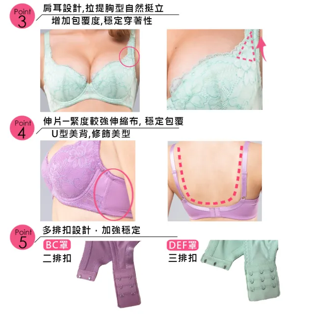 【Swear 思薇爾】2件組花戀芙蓉系列B-F罩蕾絲包覆女內衣(綠+紫)