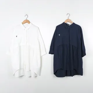 【MOSS CLUB】中長版七分袖襯衫(藍 白)