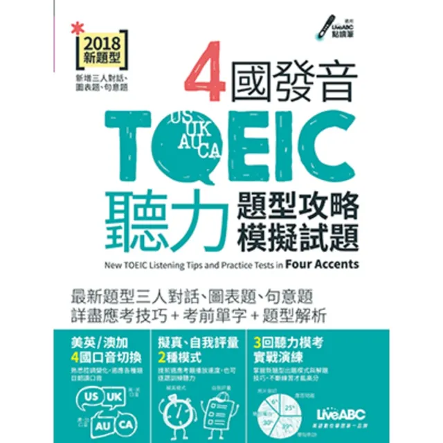 【momoBOOK】4 國發音TOEIC 聽力題型攻略模擬試題  有聲版(電子書)