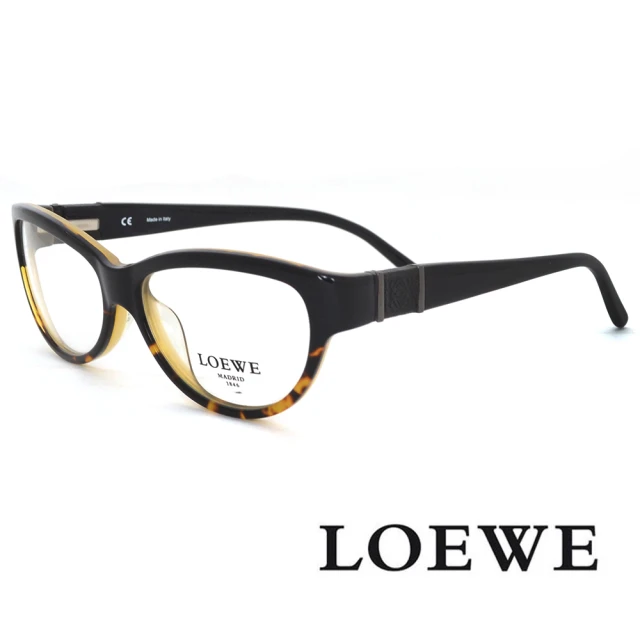 LOEWE 羅威 小清新LOGO款-微圓框光學眼鏡(黑琥珀 VLW755-0U64)