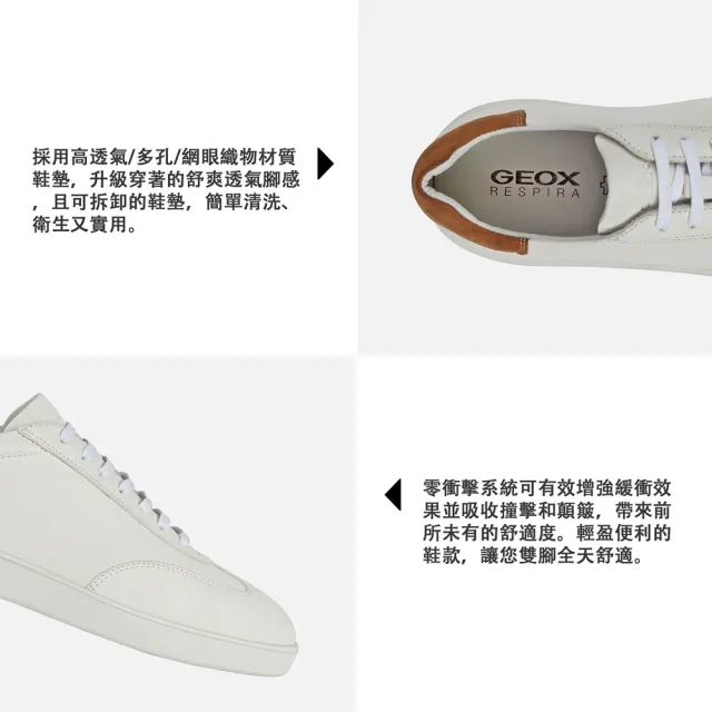 【GEOX】Regio Man 男士低筒運動鞋 白棕(RESPIRA™ GM3F109-06)
