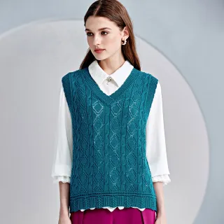 【ILEY 伊蕾】菱形勾花混羊毛針織背心(兩色；M-XL；1234455721)