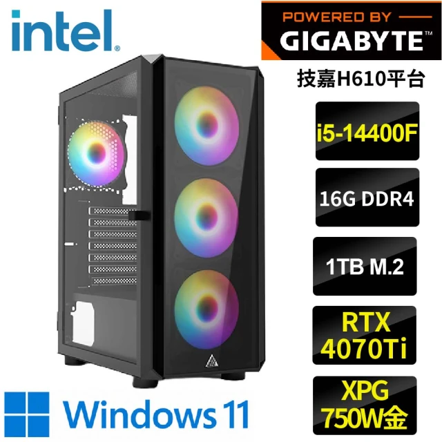 技嘉平台 i5十核GeForce RTX4070Ti WIN11{諾倫W}電競機(i5-14400F/H610/16G/1TB)
