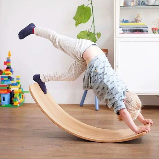 益智感統訓練 運動平衡木質彎曲板-平衡翹翹板 平衡感訓練(室內多功能板 兒童彎板 搖搖玩具)