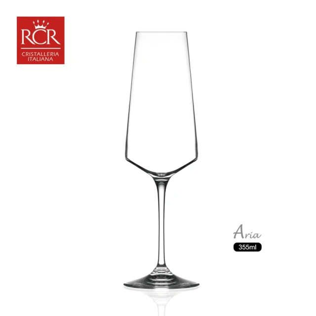 【RCR】無鉛水晶玻璃紅白酒杯 高腳杯 2入禮盒(ARIA355ml 2入香檳杯 調酒杯  雞尾酒杯 KAYEN)