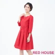 【RED HOUSE 蕾赫斯】素面花瓣領洋裝(紅色)