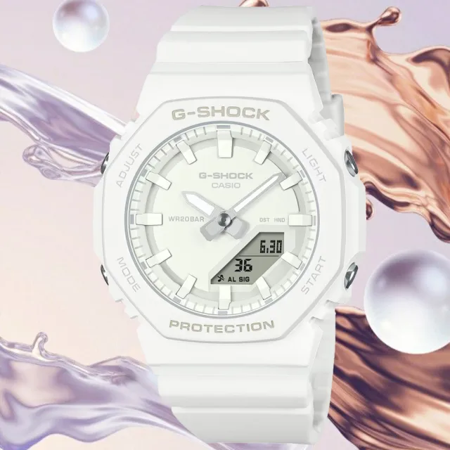 【CASIO 卡西歐】G-SHOCK WOMEN  經典白 簡約八角雙顯腕錶 送禮推薦 禮物(GMA-P2100-7A)
