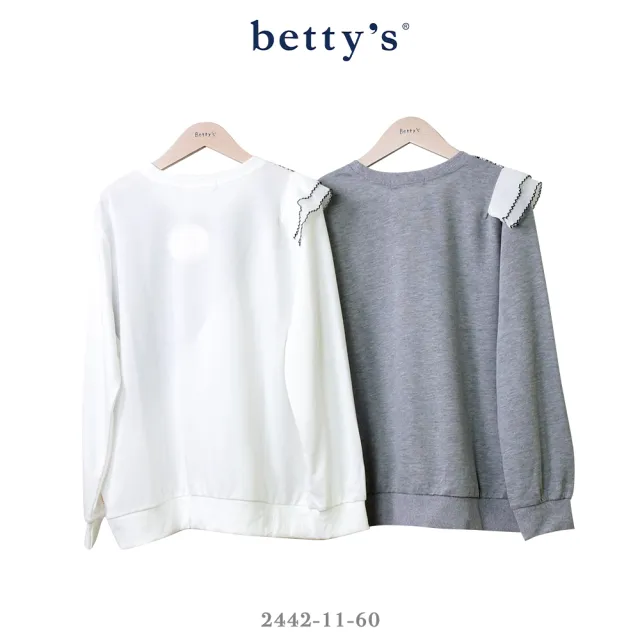 【betty’s 貝蒂思】格紋斜接壓褶雪紡木耳邊T-shirt(共二色)