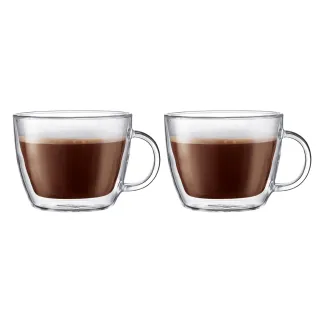 【Bodum】BISTRO 雙層玻璃拿鐵杯兩件組450cc-2入(咖啡杯 水杯 最高可耐176度C)