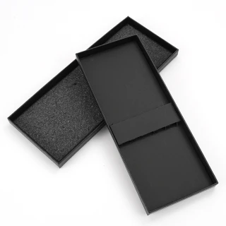 【HOME+】筷子盒 黑色紙盒 25X10.2X1.6CM 空白包裝盒 長型盒子 飾品包裝盒 B-CGB5(禮品盒 筷子盒 扁收納盒)