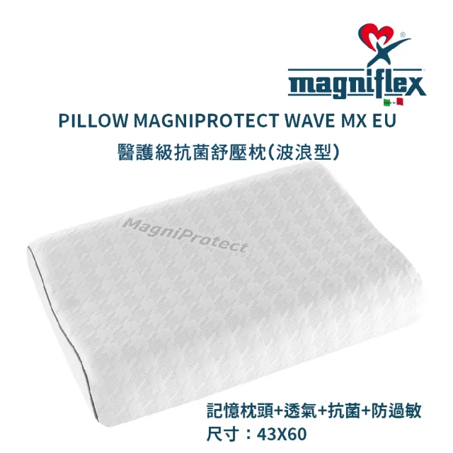 Magniflex曼麗菲斯 歐盟醫護級抗菌舒壓記憶枕(波浪形記憶枕 / 單入)