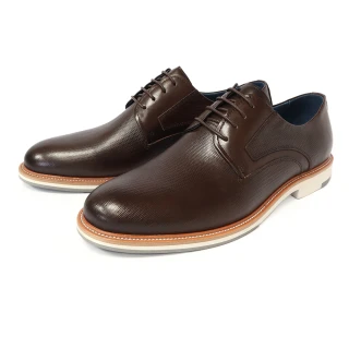 【TINO BELLINI 貝里尼】牛皮壓紋綁帶紳士鞋HM4T012-6(可可色)