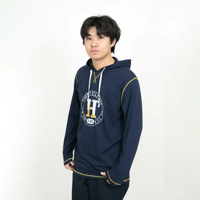 【Tommy Hilfiger】Tommy Hilfiger 薄帽T 縫線 無刷毛 湯米 帽T 大尺碼 上衣(薄帽T9669BZ5)