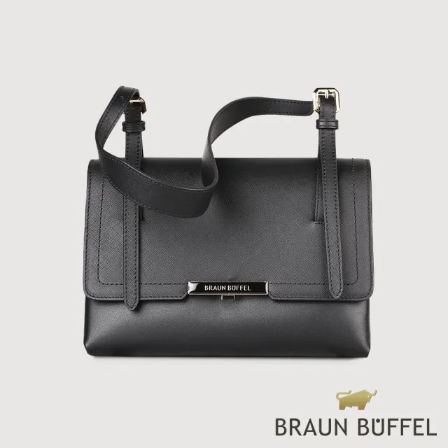 【BRAUN BUFFEL 德國小金牛】台灣總代理 女爵士 斜背包-黑色(BF824-27-BK)