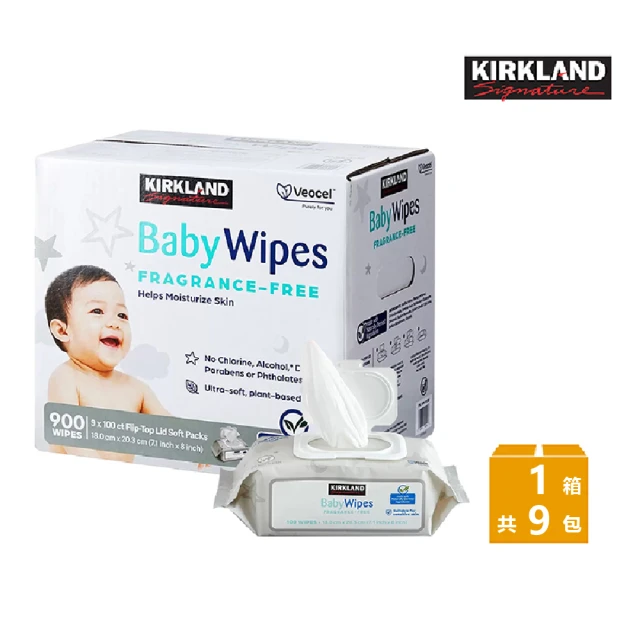 【Kirkland Signature 科克蘭】韓國製柔軟無香精嬰兒濕巾(100 張 X 9 入共900張)