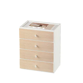 【KEYWAY 聯府】面寬25.8cm 楓木桌上型四層文具收納盒(1入)