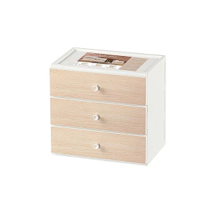【KEYWAY 聯府】面寬25.8cm 楓木桌上型三層文具收納盒(1入)
