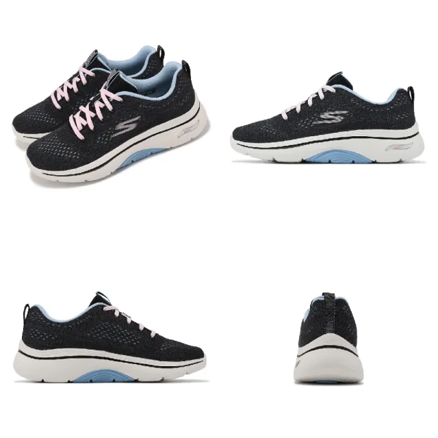 【SKECHERS】休閒鞋 Go Walk Arch Fit 2.0 女鞋 黑 藍 輕量 緩震 回彈 健走鞋 運動鞋(125311-BKBL)