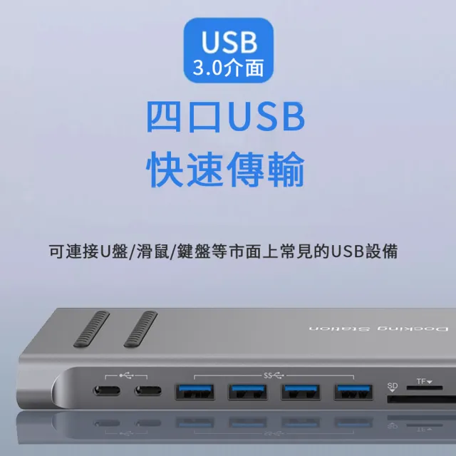 【ANTIAN】14合1 Type-C 多功能HUB轉接器筆電底座 傳輸擴充擴展塢 HDMI USB3.0集線器 Mac轉接頭