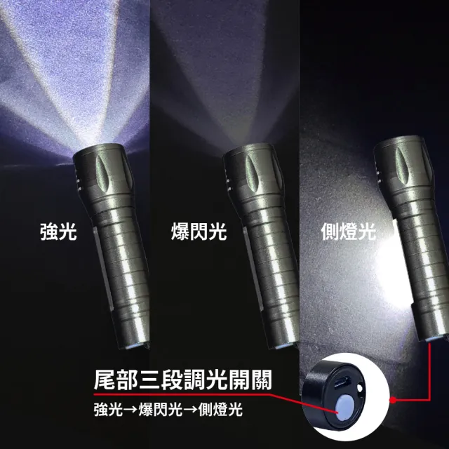 【明沛】USB充電 迷你手電筒(XPE LED+COB LED-雙光源-體積小巧好攜帶-2入組-MP9331)