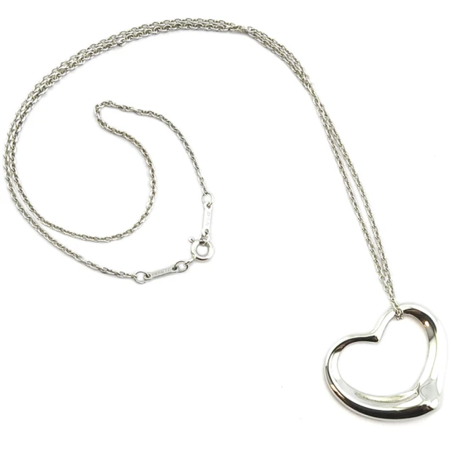 【Tiffany&Co. 蒂芙尼】925純銀-大Open Heart心型墜飾長版項鍊(展示品)