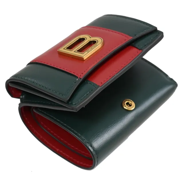【GUCCI 古馳】聯名素面條紋撞色零錢短夾(綠紅)