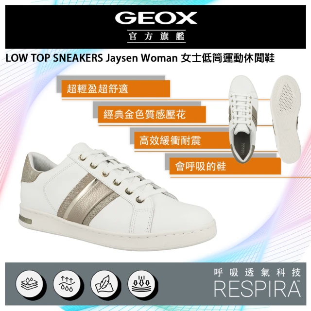 【GEOX】Jaysen Woman 女士低筒運動休閒鞋 白/灰(RESPIRA™ GW3F109-05)
