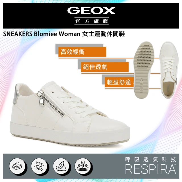 【GEOX】Blomiee Woman 女士運動休閒鞋 白/銀(RESPIRA™ GW3F103-08)
