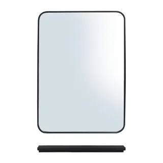 【LEZUN/樂尊】免打孔壁掛浴室鏡帶置物架 40*60cm(方形浴室鏡 化妝鏡)