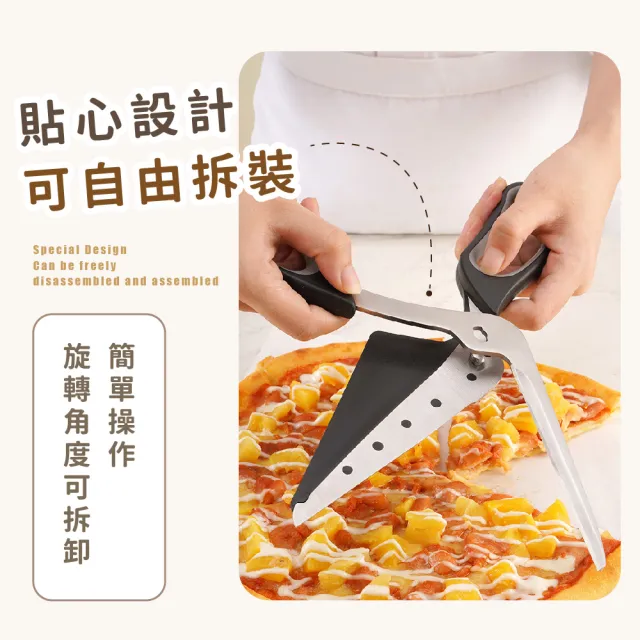 【披薩派對】二合一加厚不鏽鋼披薩剪刀(廚具 不沾黏 披薩鏟 料理剪 烘焙 廚房)