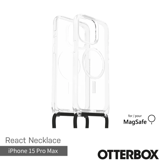 OtterBox iPhone 15 Pro Max 6.7吋 ReactNecklace 簡約掛繩輕透防摔殼(透明)