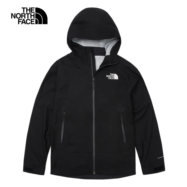 【The North Face 官方旗艦】北面男款黑色防水透氣連帽衝鋒衣｜89SVJK3