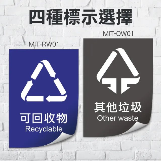 【MASTER】垃圾桶貼紙 四種款式 餐廚垃圾 其他垃圾 分類貼紙 有害垃圾 可回收物 5-OW01(環保貼紙 黏貼式)
