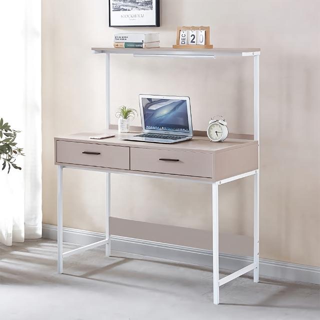 【HappyLife】簡約層架雙抽書桌 100公分 Y11532(電腦桌 工作桌 餐桌 桌子 木桌 實木桌 木頭桌 辦公桌)