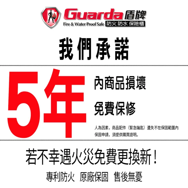 【Guarda 盾牌】防火保險櫃 電子密碼 UL防火驗證標籤(通過8小時防水/60分鐘防火檢測 五年保固 2096DC 白色)
