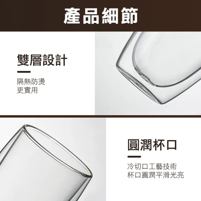 【MASTER】雙層玻璃咖啡杯 250ml 咖啡杯 隔熱杯 高硼矽 防燙護手 雙層杯 5-DG250(防燙 玻璃杯 水杯)