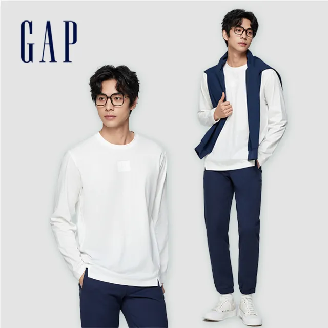 【GAP】男裝 Logo純棉圓領長袖T恤-多色可選(885504)