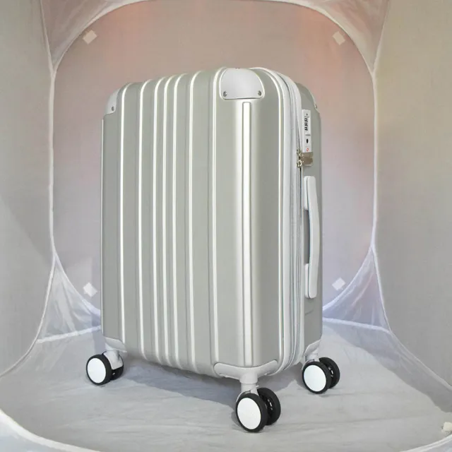 【WALLABY】24吋 行李箱 可加大 防刮款 靜音輪好咕溜 加大隔層容量升級 經典直條 PC+ABS拉鍊箱 HTX3