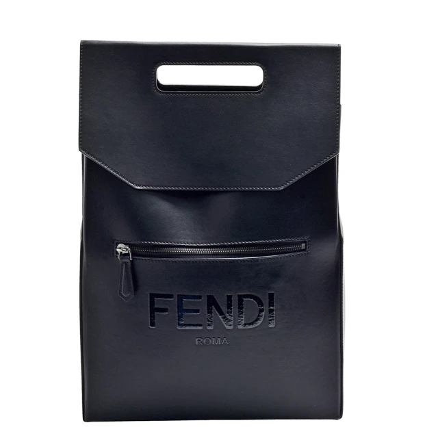 FENDI 芬迪 經典品牌標誌小牛皮手提/後背包(黑色7VZ0600AFB3)