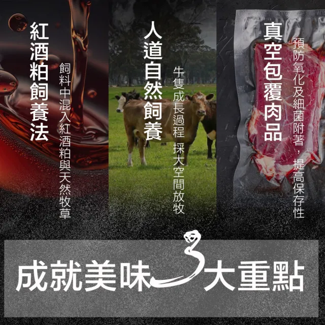 【漢克嚴選】澳洲源神AA10紅酒飼雪花嫩肩牛排7片組(200g±10%/片再送2片源神紅嫩肩牛排100g共9片)