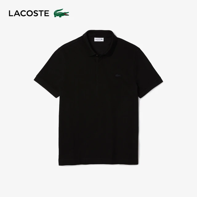 LACOSTE 男裝-經典巴黎商務短袖Polo衫(黑色)
