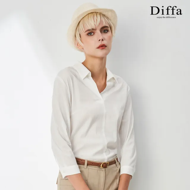 【Diffa】精緻美型襯衫領設計上衣-女